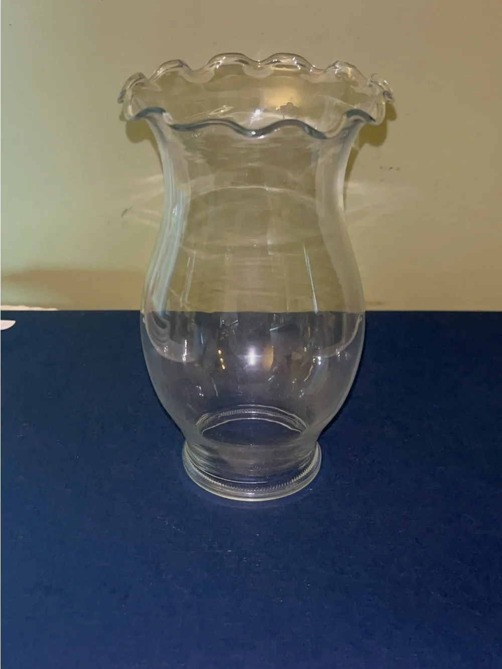 Clear Glass Hurricane Lamp Shade with Ruffled Rim-6 inch tall